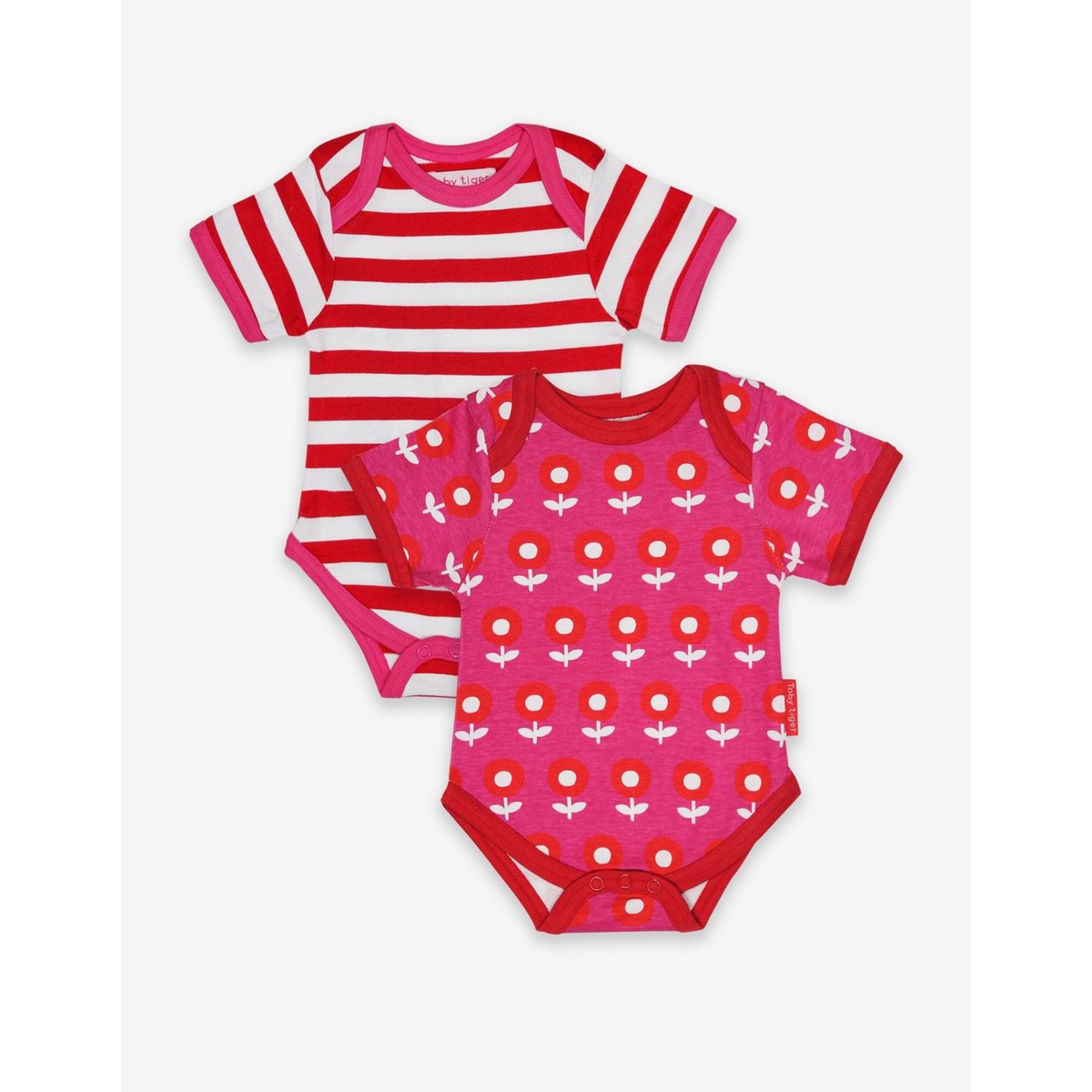 Baby bodies made of organic cotton, 2-pack, red and pink