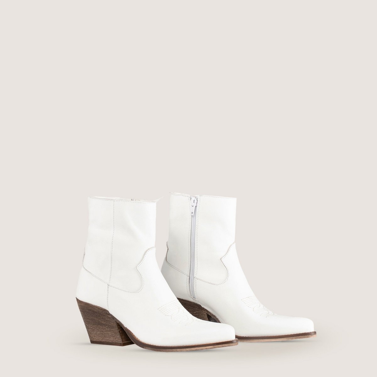 Janice White Texan Ankle Boots