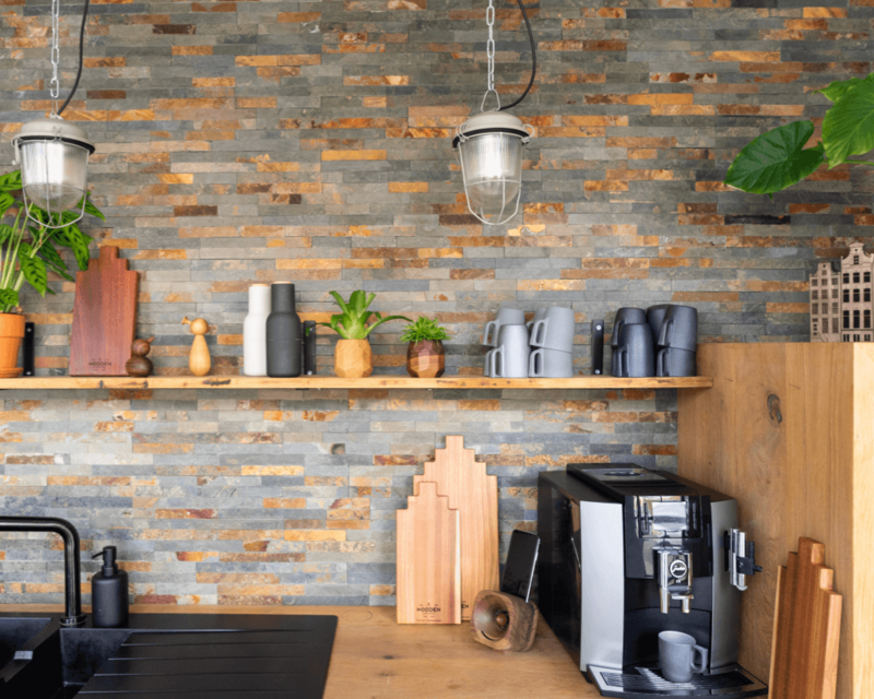Planche de service Amsterdam Canal House - 4 types de bois