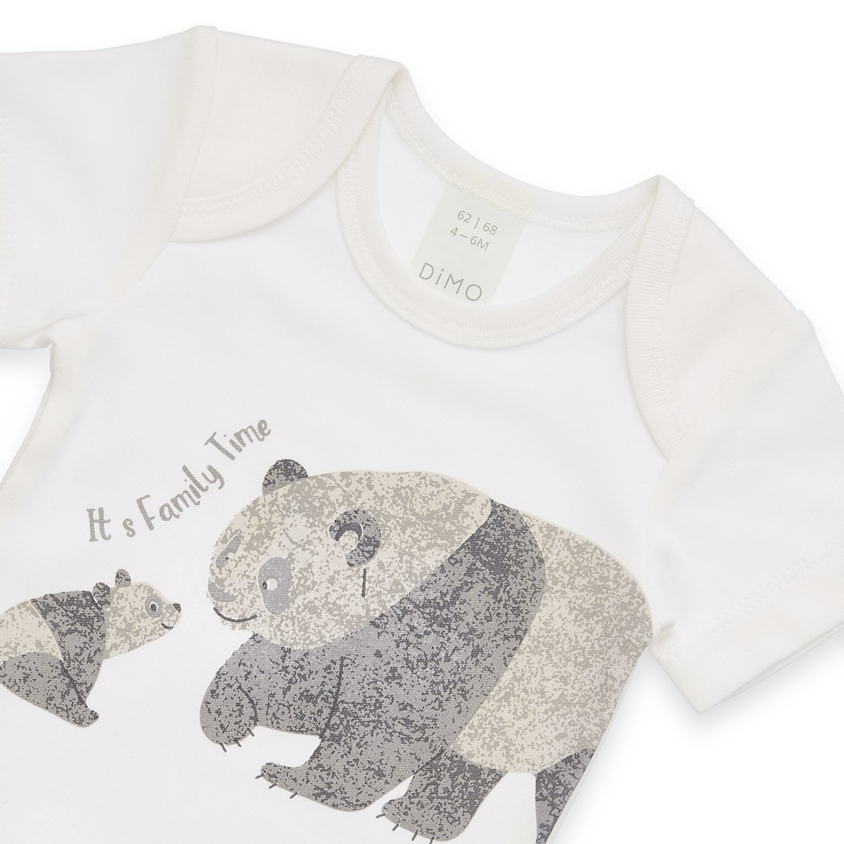 Baby Body Kurzarm - Panda Print, Interlock - OffWhite