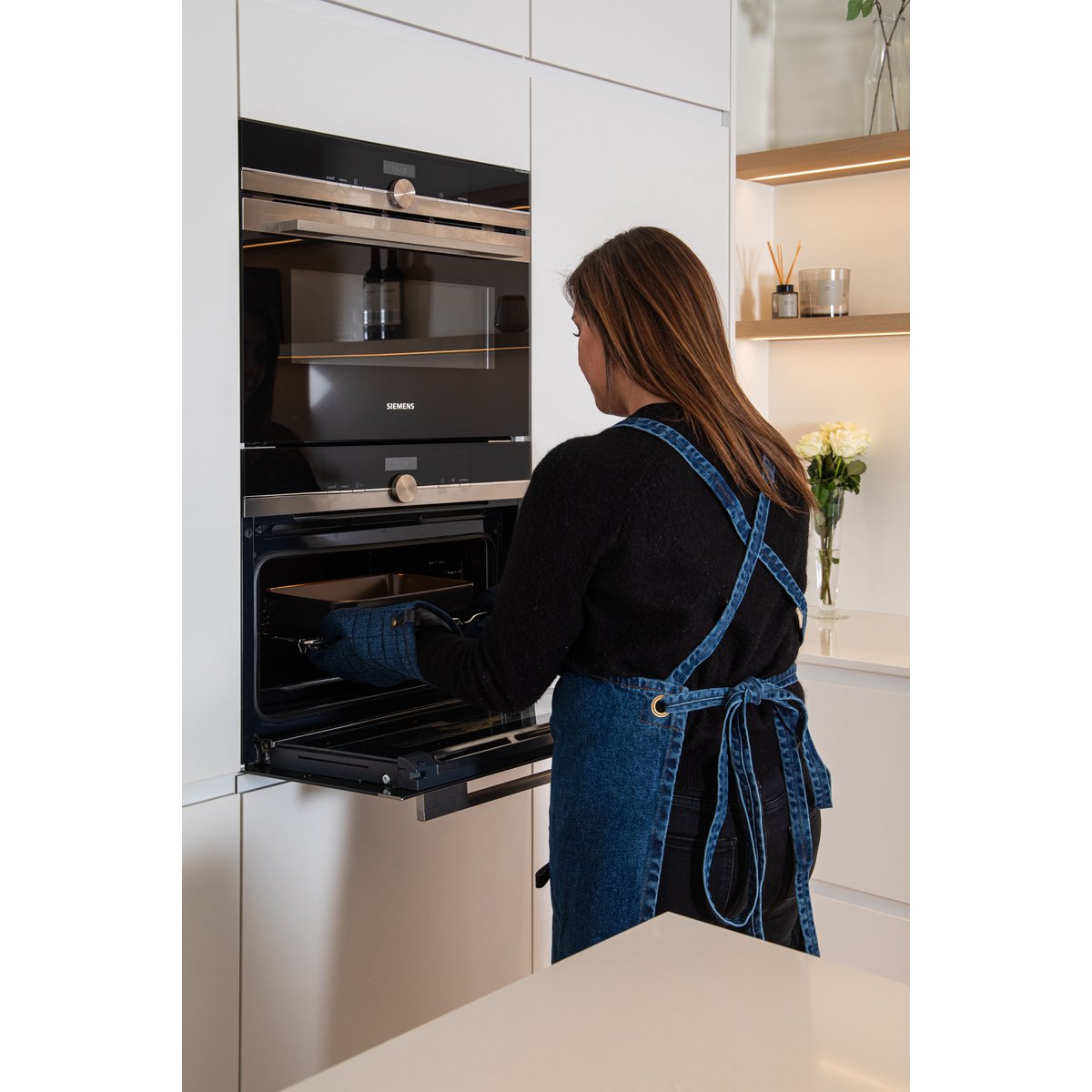 Apron DENIM crossback - 75x85 cm, blue