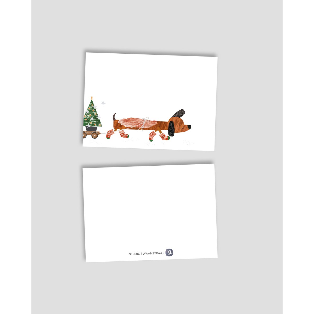 postcard - series 'Christmas' - 'Christmas Dachshund'