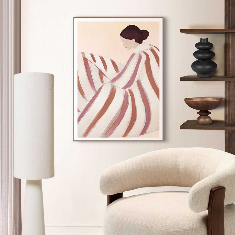Maleri Slim Frame Stribet kvinde 70x50