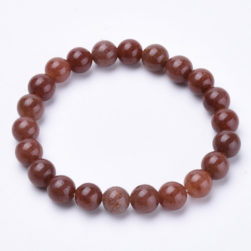 Bracciale elasticizzato con perline di avventurina rossa naturale da 8 mm