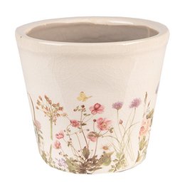 Bloempot Ø 12x10 cm Roze Beige Keramiek Bloemen Bloempot Binnen