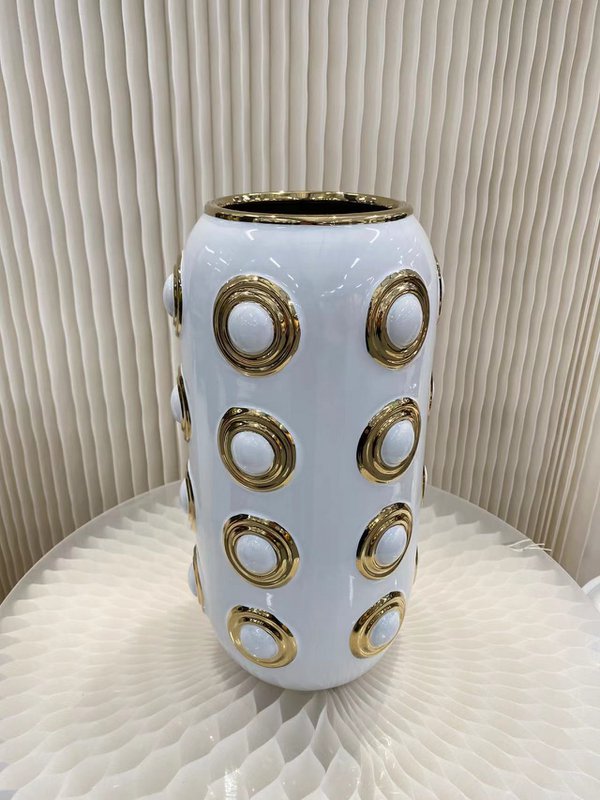 Gyldne 4-cirkel vase (CV11617-14WIT)