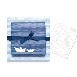 Carta da avvolgimento blu con motivo ad onde - carta da avvolgimento marittima per battesimo, comunione e conferma, acqua di avvolgimento dell'acqua