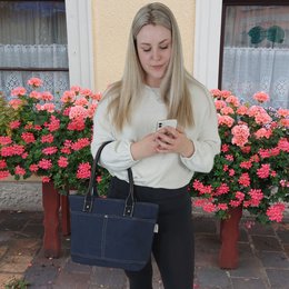 Domelo Damen gewachste Canvas Shopper. Wasserabweisende Handtasche.  Vegane Schultertasche . Einfarbig Damentasche A4 geeignet