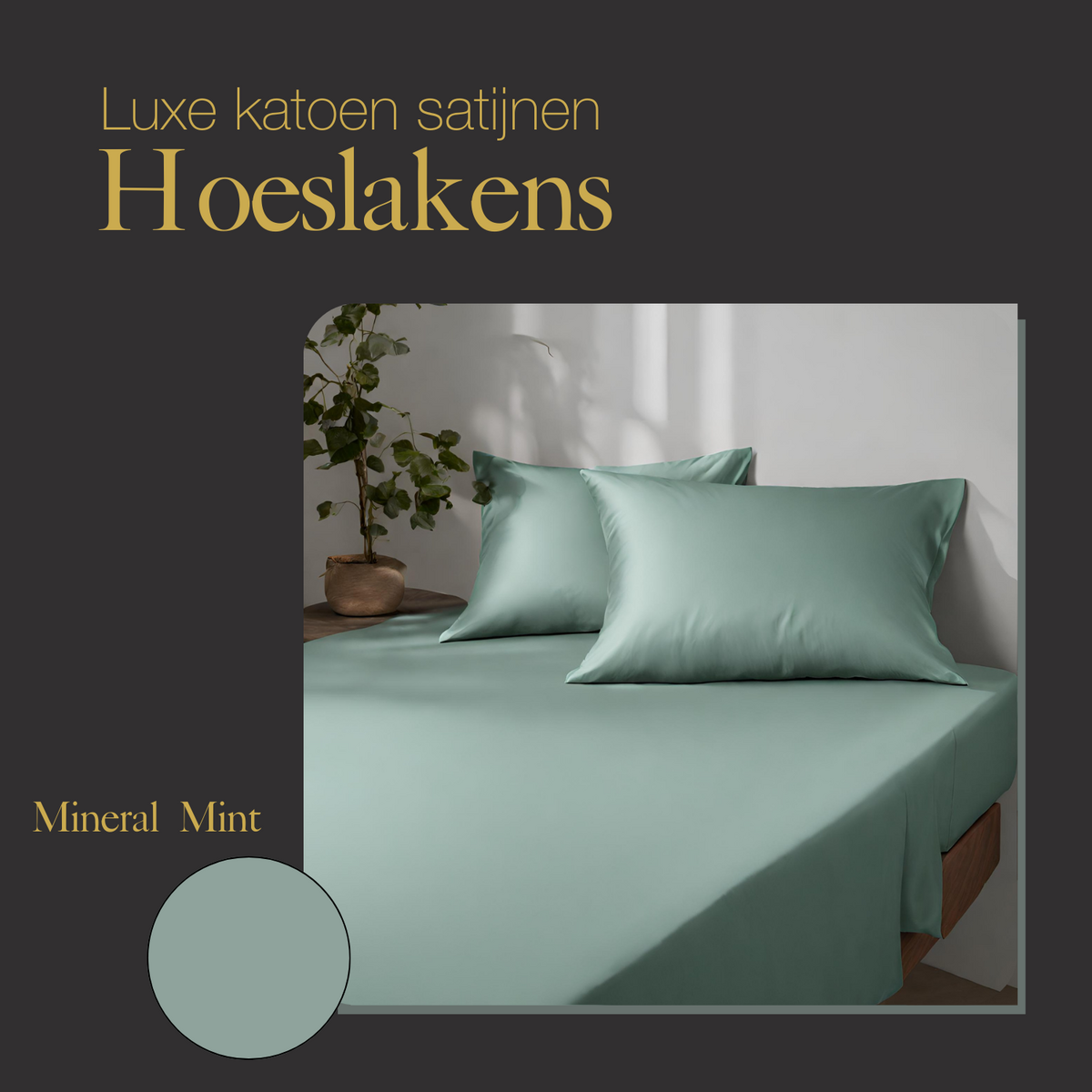 100% Cotton Satin Fitted Sheet Mineral Mint