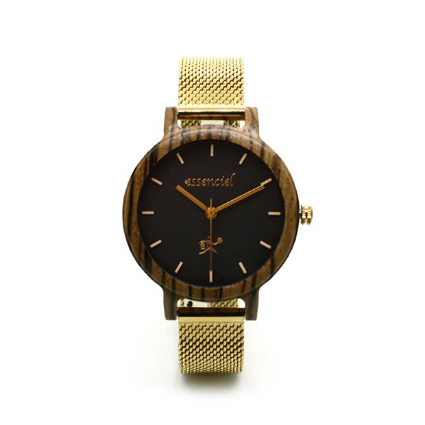 Houten en gouden dameshorloge - Melany
