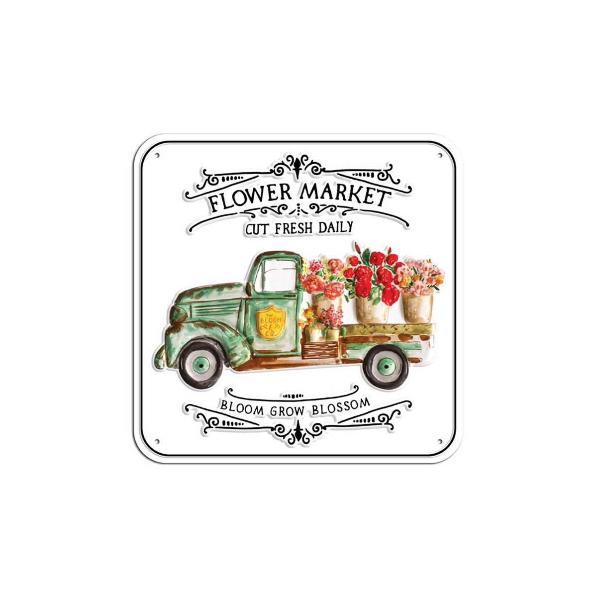 Plaque métal Marché aux fleurs 30x30 cm Isabelle Rose