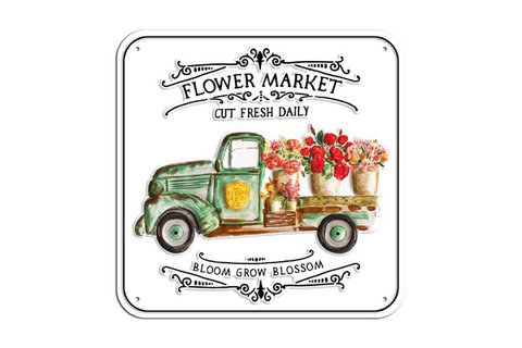 Metal sign Flower market 30x30 cm Isabelle Rose