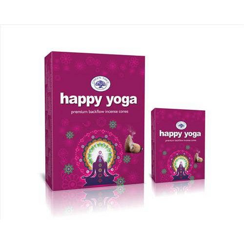 Green Tree Happy Yoga Backflow røgelseskegler (pakke med 12)