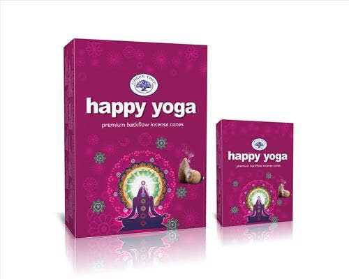 Green Tree Happy Yoga Backflow røgelseskegler (pakke med 12)