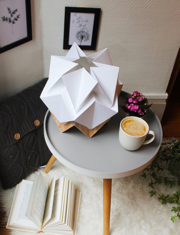 Lampada da Tavolo Origami in EcoLegno e Carta - misura S