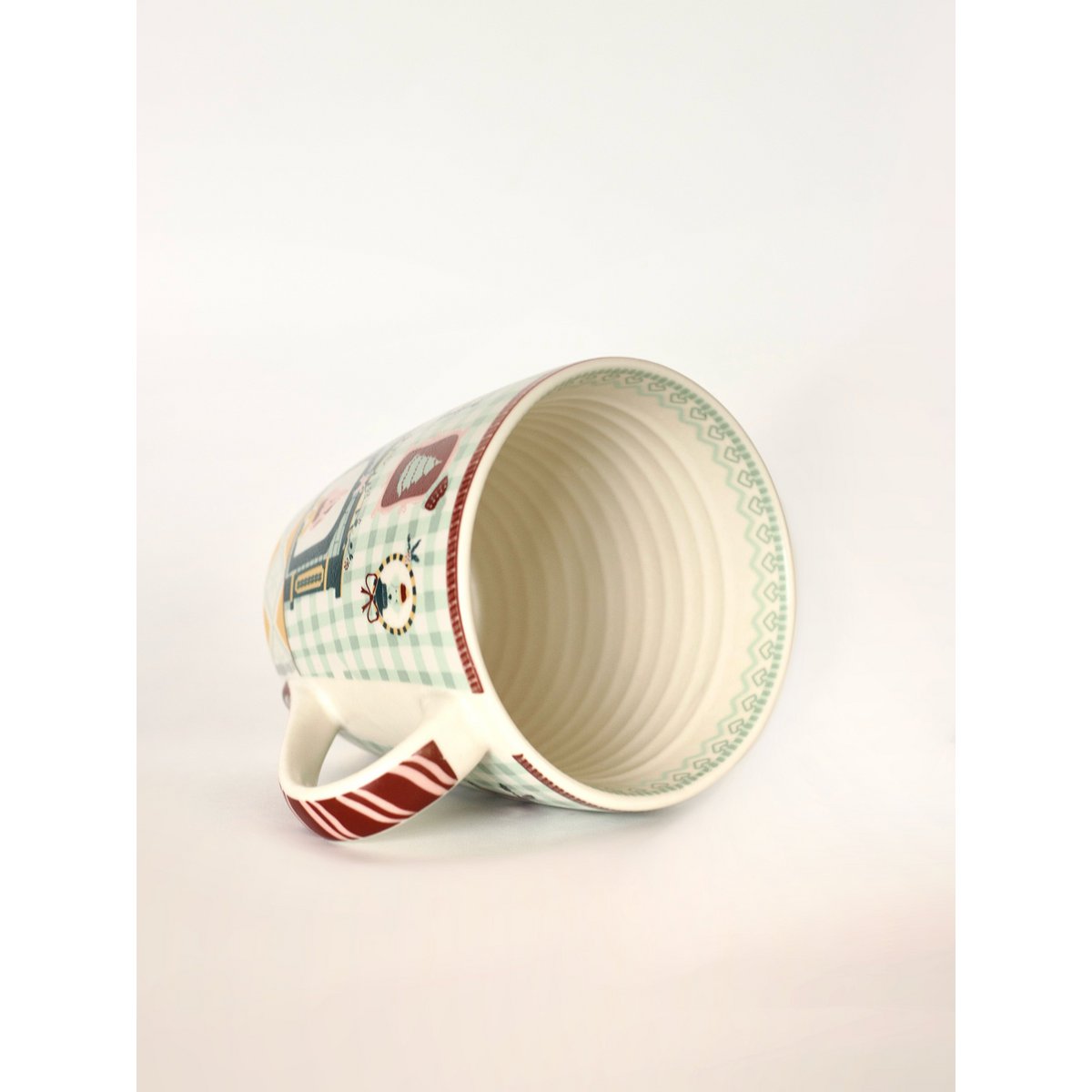 Stoneware Mug - Pastel Checks Interior, 300ml