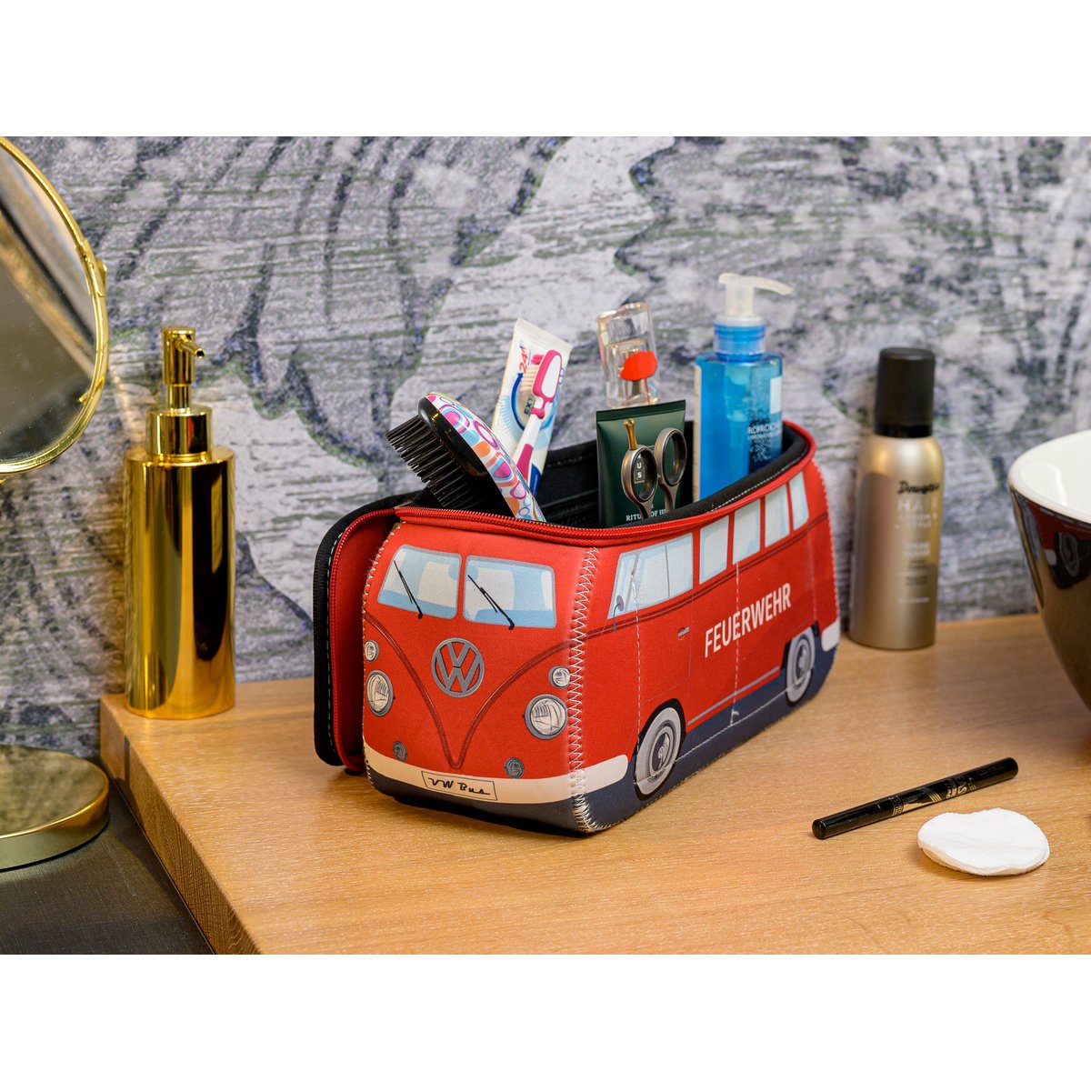 Volkswagen VW T1 Bus 3D Neoprene Universal Bag, Large - Feuerwehr/Firetruck/Red