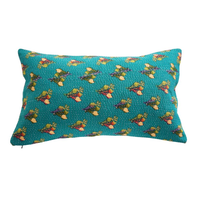 Rechthoekig Kantha kussen N°500