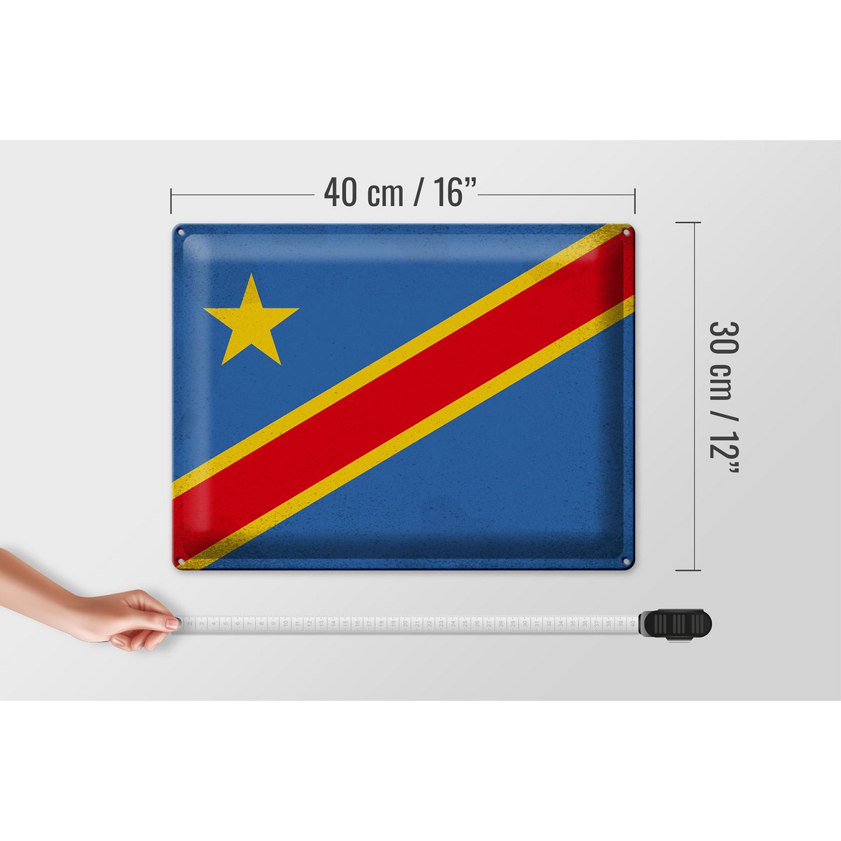 Tin Sign Flag DR Congo 40x30cm Flag Congo Vintage