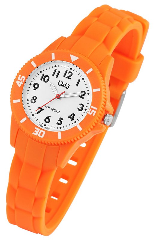 Orologio Q&Q per bambini/ragazzi con cinturino in silicone, 10 ATM, arancione