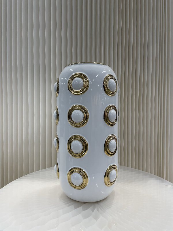 Gyldne 4-cirkel vase (CV11617-14WIT)