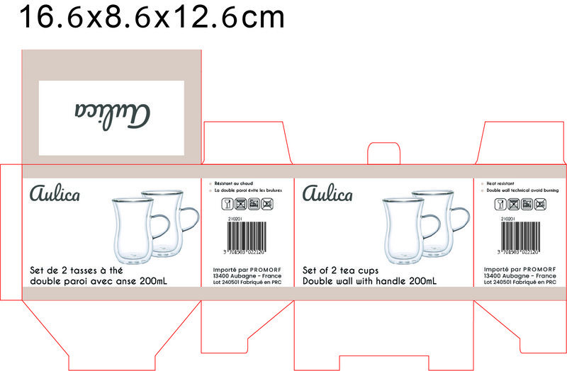 Double wall tea cups with handle - Lot of 2