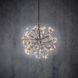  Warm white LED Christmas figure made of iron, 30 cm in diameter, with a starburst design and multiple light points.