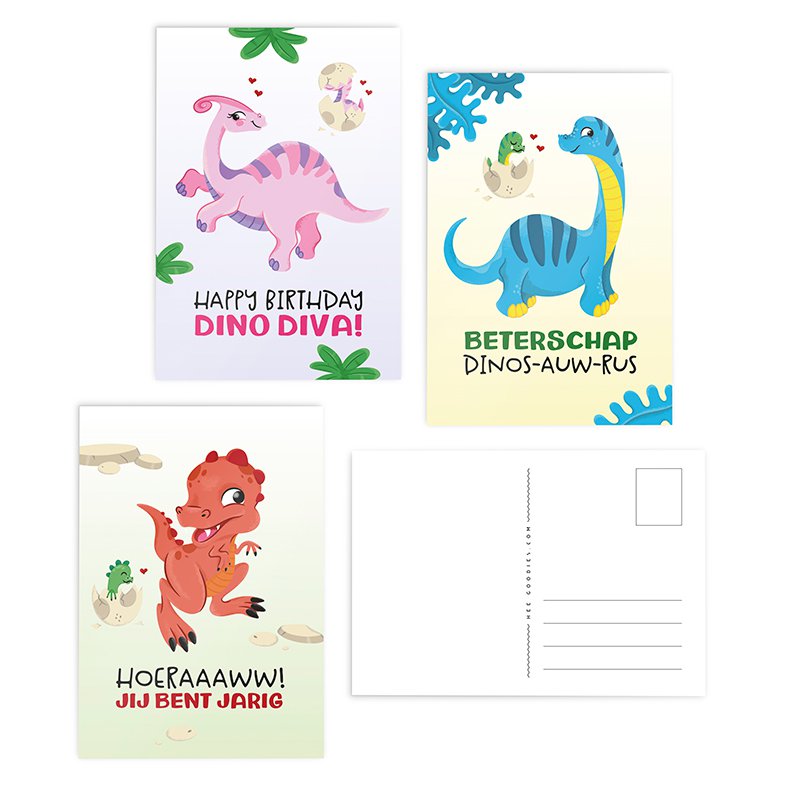 Cartes de vœux Dinosaure Félicitations Dino Girls // Set 3 Pièces