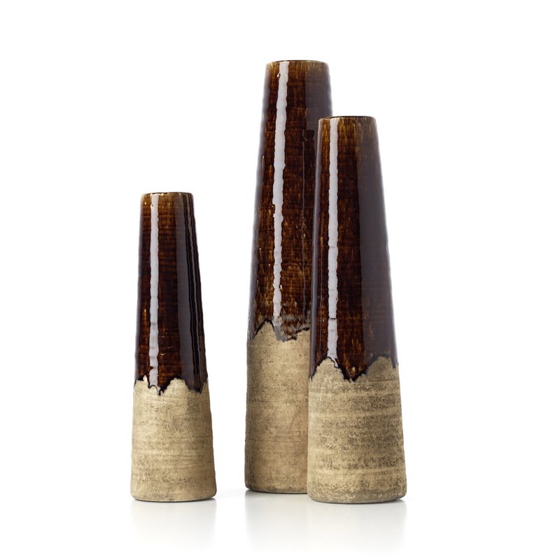 The Amber Cone Vase - Betonbrun - L