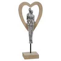 Sculpture heart Aroha, brown, silver H.34 cm