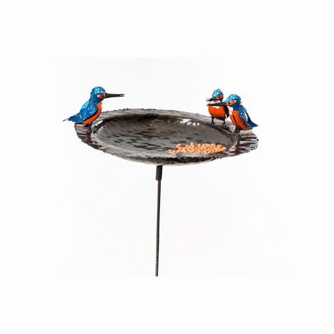 METAL 3 CL KINGFISHER PLATE BIRDFEEDER ON STICK