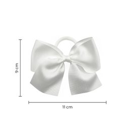 Children's hair bow with elastic band - Grosgrain ribbon - 11 x 9 cm - White