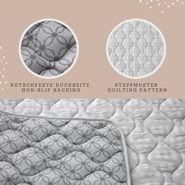 Tappetino da gioco trapuntato opaco Hakuna – Hygge, grigio (1,27 x 1,27 m)