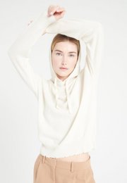 MIA 16 Cashmere hættetrøje med ecru hvid mejslet finish