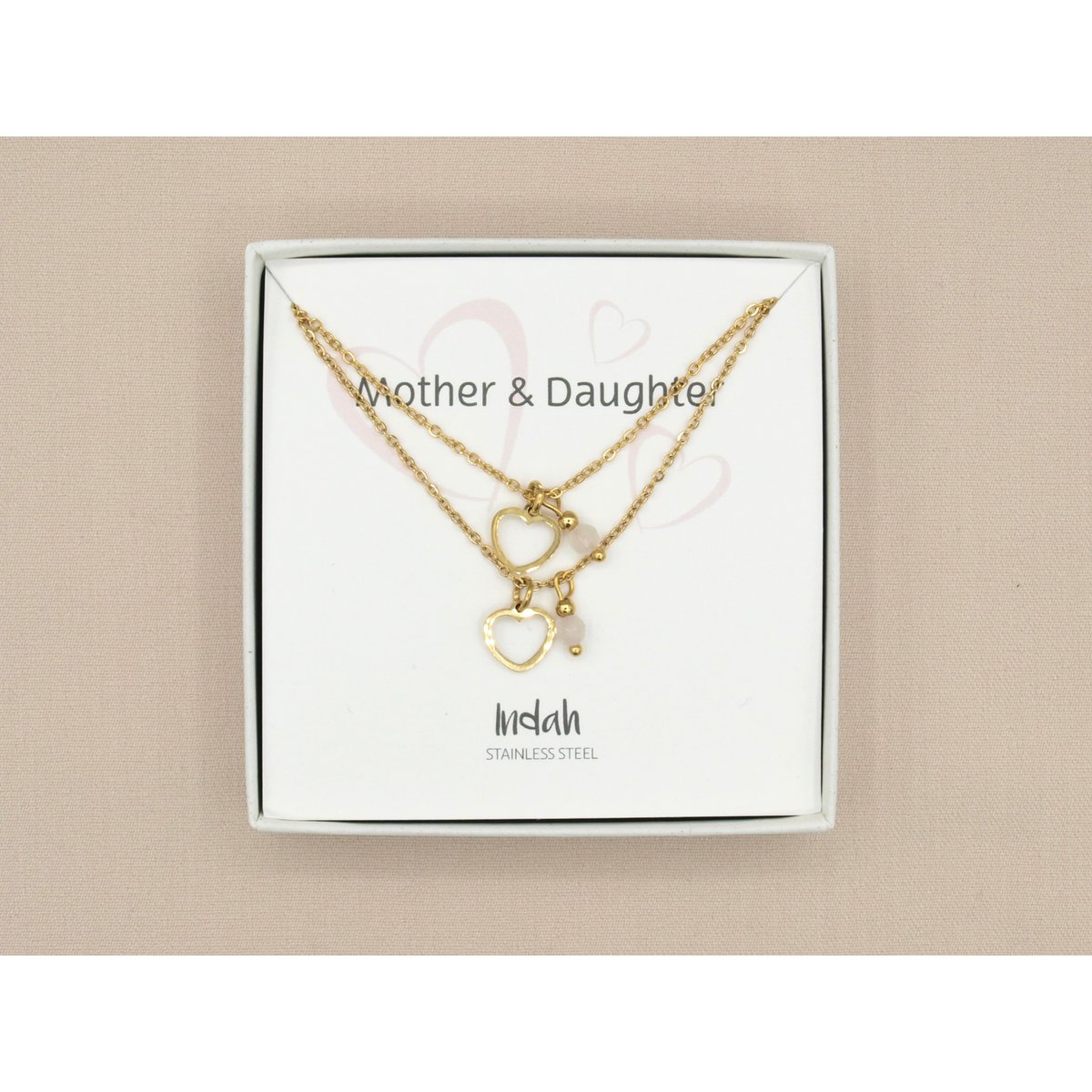 Moeder dochter ketting set, goud stainless steel