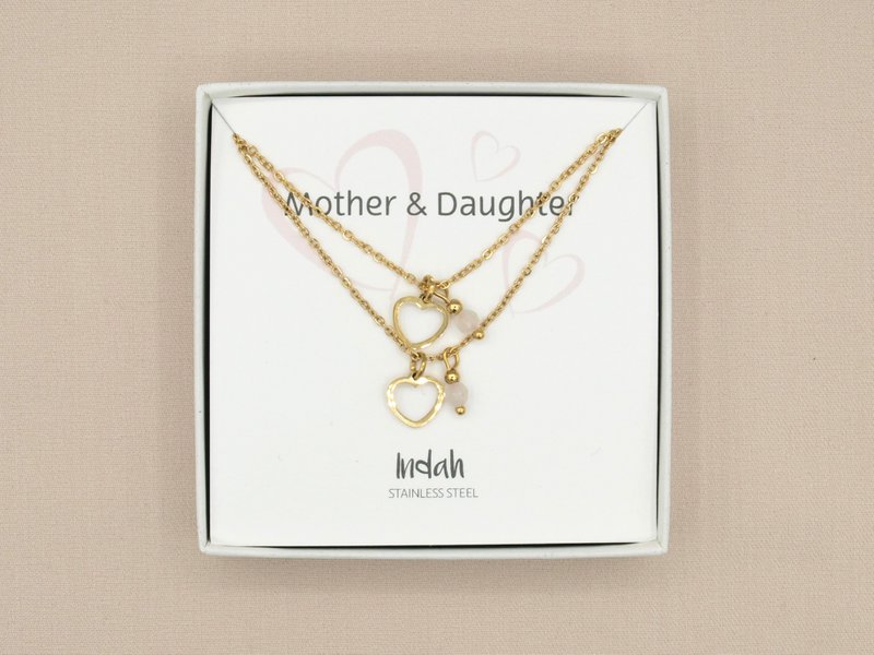 Moeder dochter ketting set, goud stainless steel