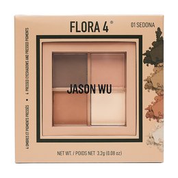 Eyeshadow palette with four neutral shades in matte and shimmer finishes. Includes colors like beige, brown, and peach for versatile eye looks.