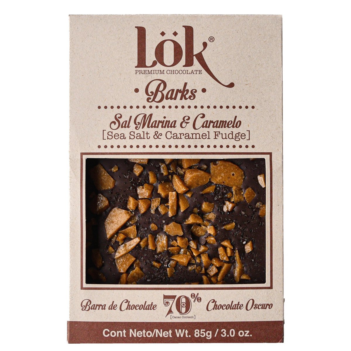 Dark Chocolate Bar with Caramel and Sea Salt | 70% Cacao | 85g