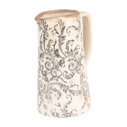 Decoration Jug 16x11x20 cm Beige Gray Ceramic Flowers Jug