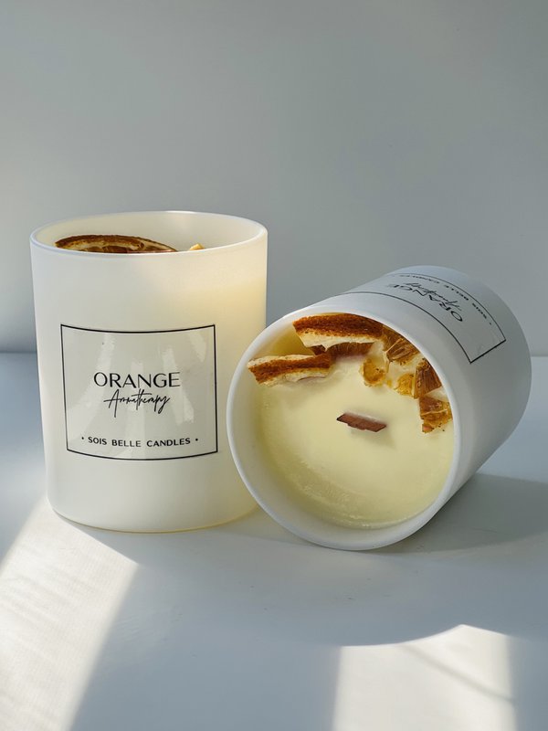 Orange aromatherapy candle