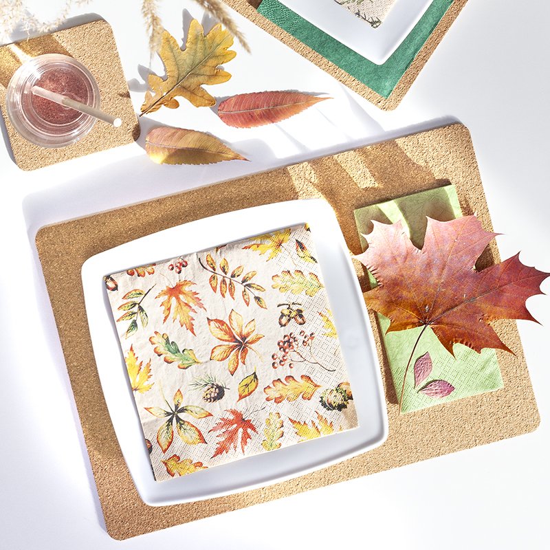 Lunch-Servietten aus Recycling-Tissue "Leaves Allover"