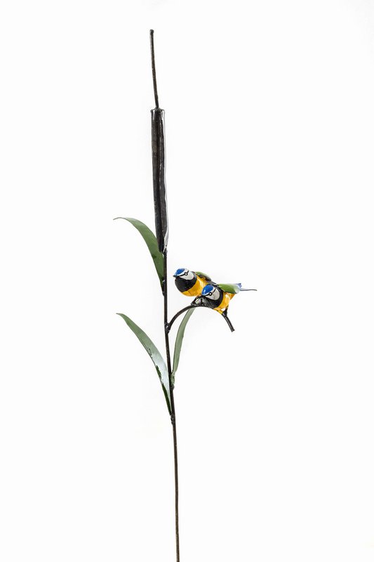 ZIMBA-ARTS METALEN PAAR PAAR MEES OP CATTAIL