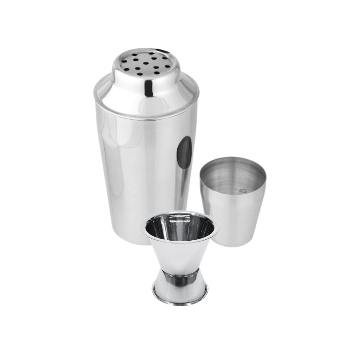 Edelstahl-Cocktailshaker-Set 400 ml und Alkoholmessbecher 2 cl und 4 cl Fackelmann Bar Concept