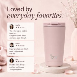 IZY THERMOS MUG - PINK - 350 ml TO -GO Isoleret kaffekrus