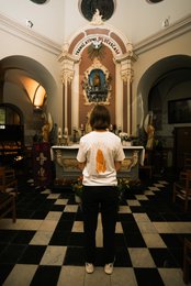 Cycling is religion unisex cycling T-shirt (offwhite)