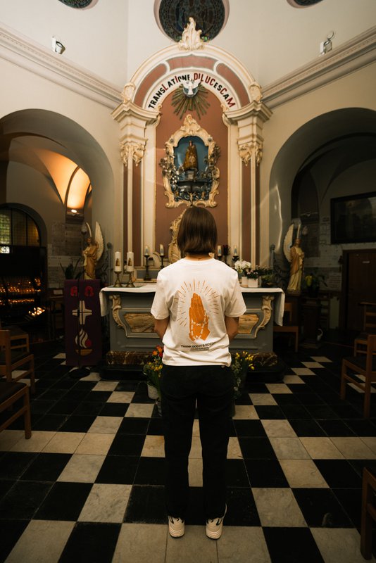 Cycling is religion unisex cycling T-shirt (offwhite)