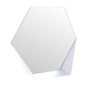 Gorillz Hive Wandspiegel met Plank - Hexagon Spiegel - 60 x 52 cm - Industrieel Wit