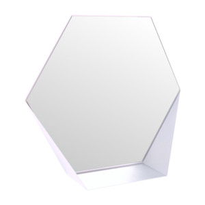 Gorillz Hive Wandspiegel met Plank - Hexagon Spiegel - 60 x 52 cm - Industrieel Wit