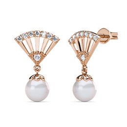 Ingride pearl earrings - Rosetal gold and crystal