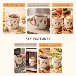 Kaffeebecher | Keramik Heißluftballon Vintage | 4er-Set